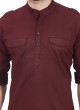 Mens Solid Wine Short Kurta